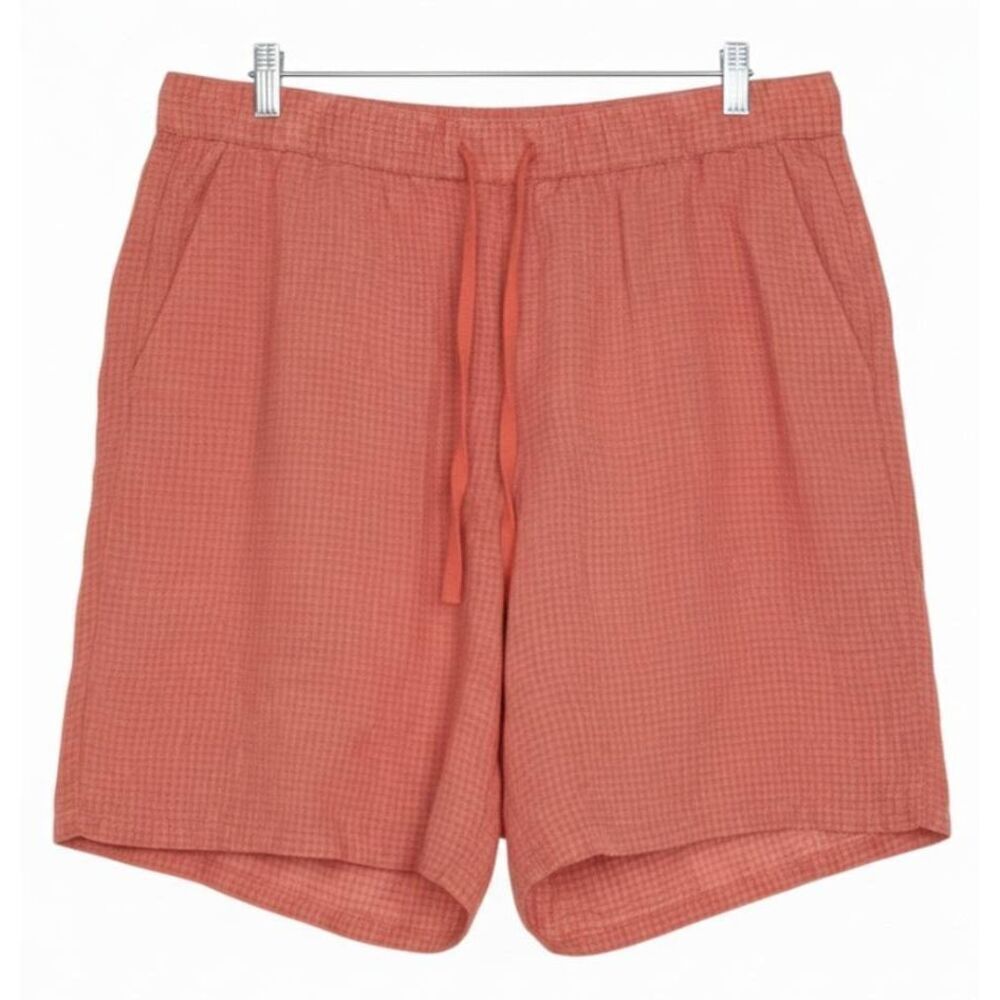 Eileen fisher womens large shorts elastic waist 100% organic linen coral peach